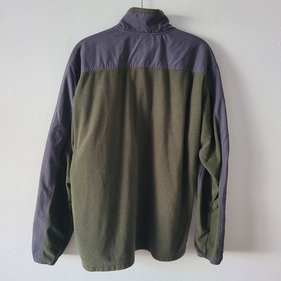 North Face Mens Large Quarter Zip Fleece Green Gray 2 Tone Sleeve Pocket Missing - Picture 6 of 8